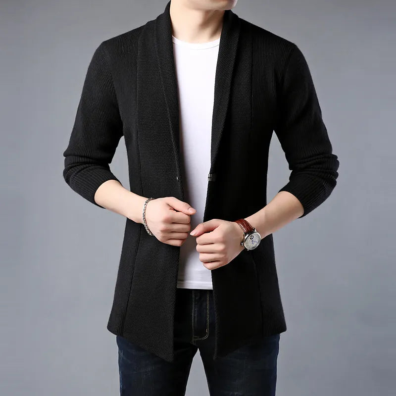 Men's Cardigan Regular Fit Button Front Long Sleeve with Ribbed Cuffs