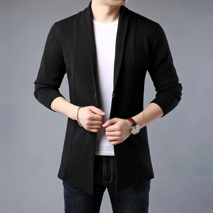 Men's Cardigan Regular Fit Button Front Long Sleeve with Ribbed Cuffs