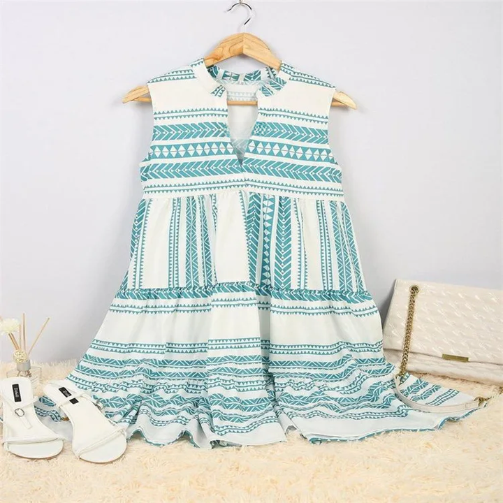 Lylah Elegant Summer Dress with Prints, view 3 - Elena Harper