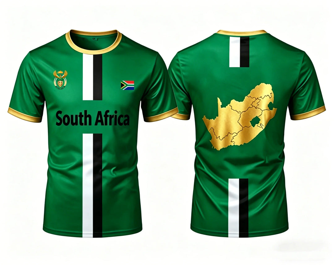 South Africa World Cup 2026 competition top by Emma & Rose Cape Town, featuring team logo and vibrant design.