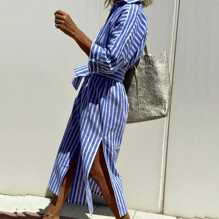 Sophie™  |  Elegant Striped Shirt Dress
