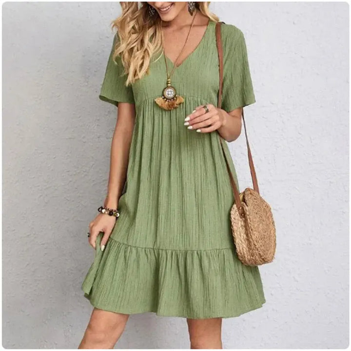 CHIC SUMMER DRESS WITH SHORT SLEEVES FOR WOMEN