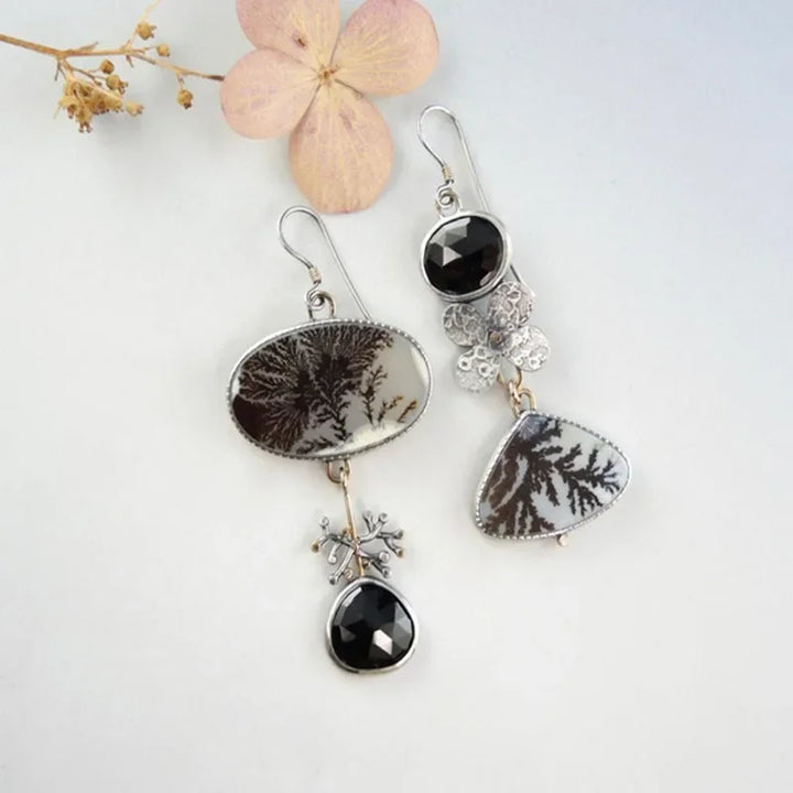 Asymmetrical Dendrite Agate Garden Earrings - Elena Harper