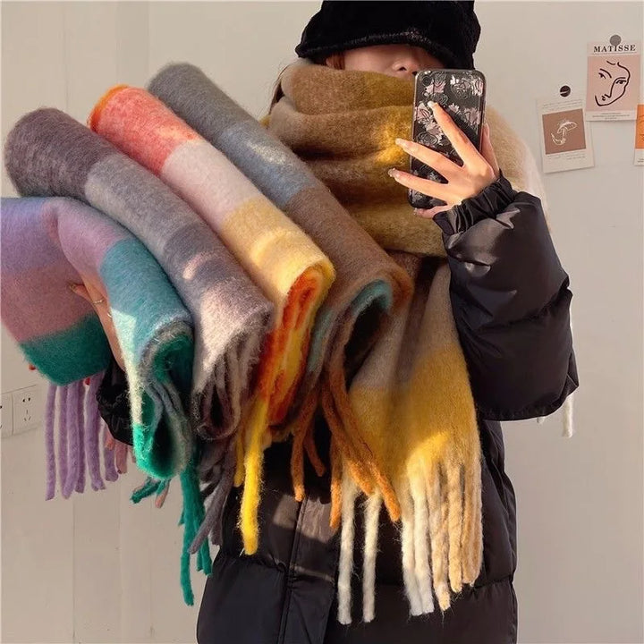 Scarvello Thick Warm Colored Wool Scarf, view 3 - Elena Harper