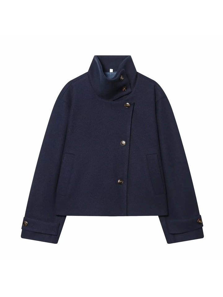 Women's Vintage Stand Collar Wool Coat Rowena, view 5 - Elena Harper