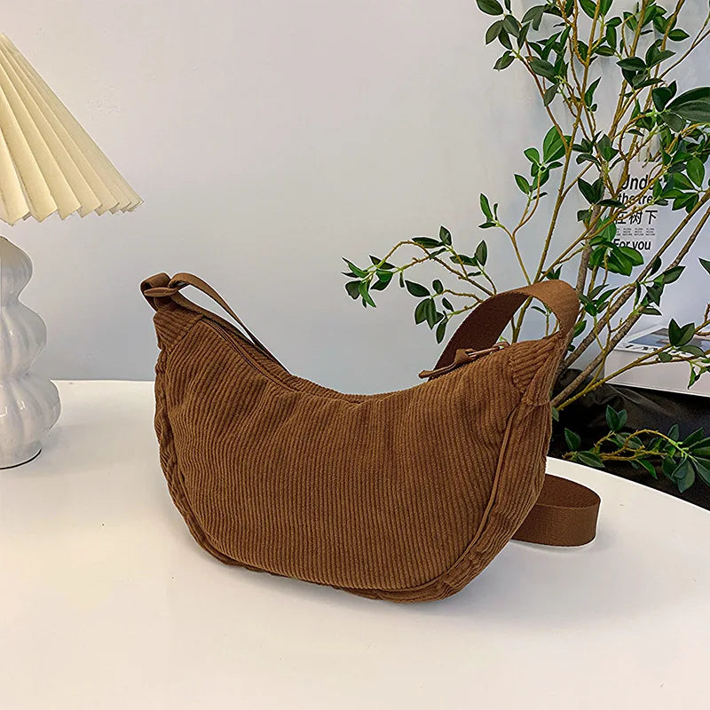 Premium Corduroy Shoulder Bag for Women – Small Shoulder Bag