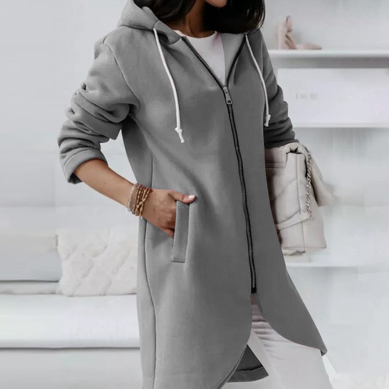 Mid-Length Jacket with Hood, view 6 - Elena Harper