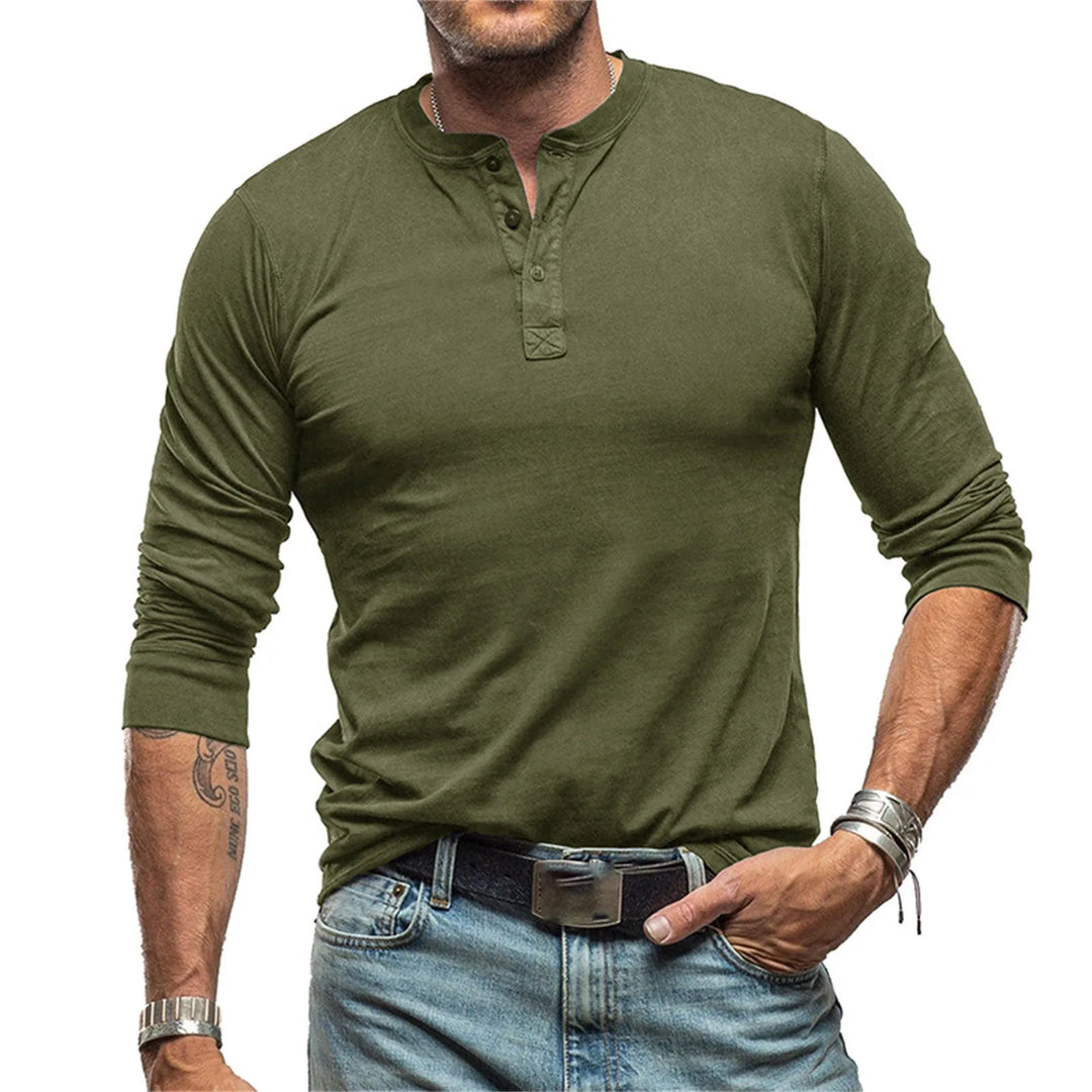 LAURENT MONACO | MEN'S FITTED LONG SLEEVE HENLEY T-SHIRT