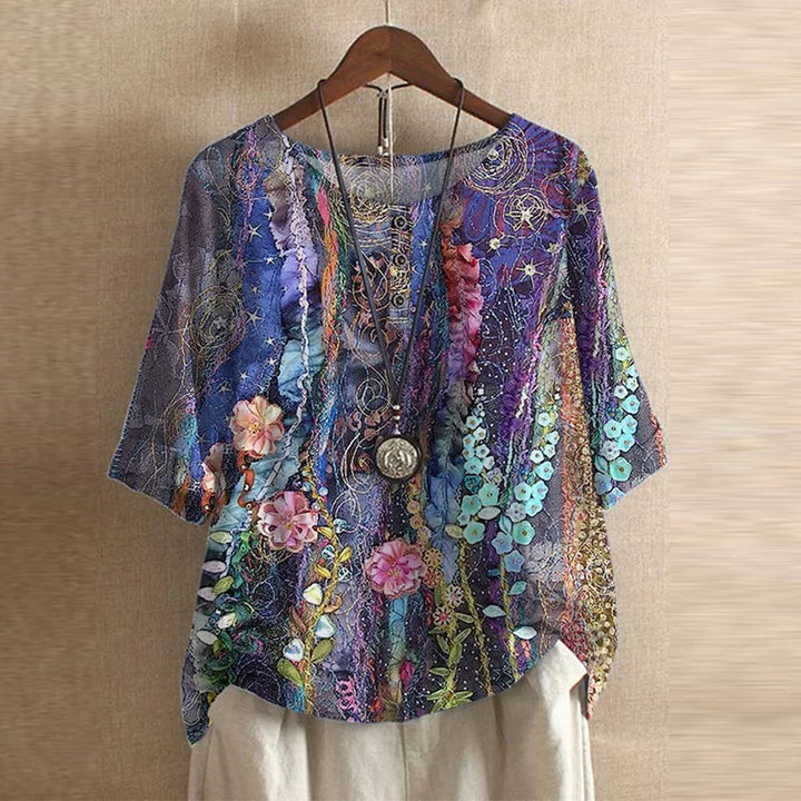 Ruby | Ladies Floral Print Round Neck Top