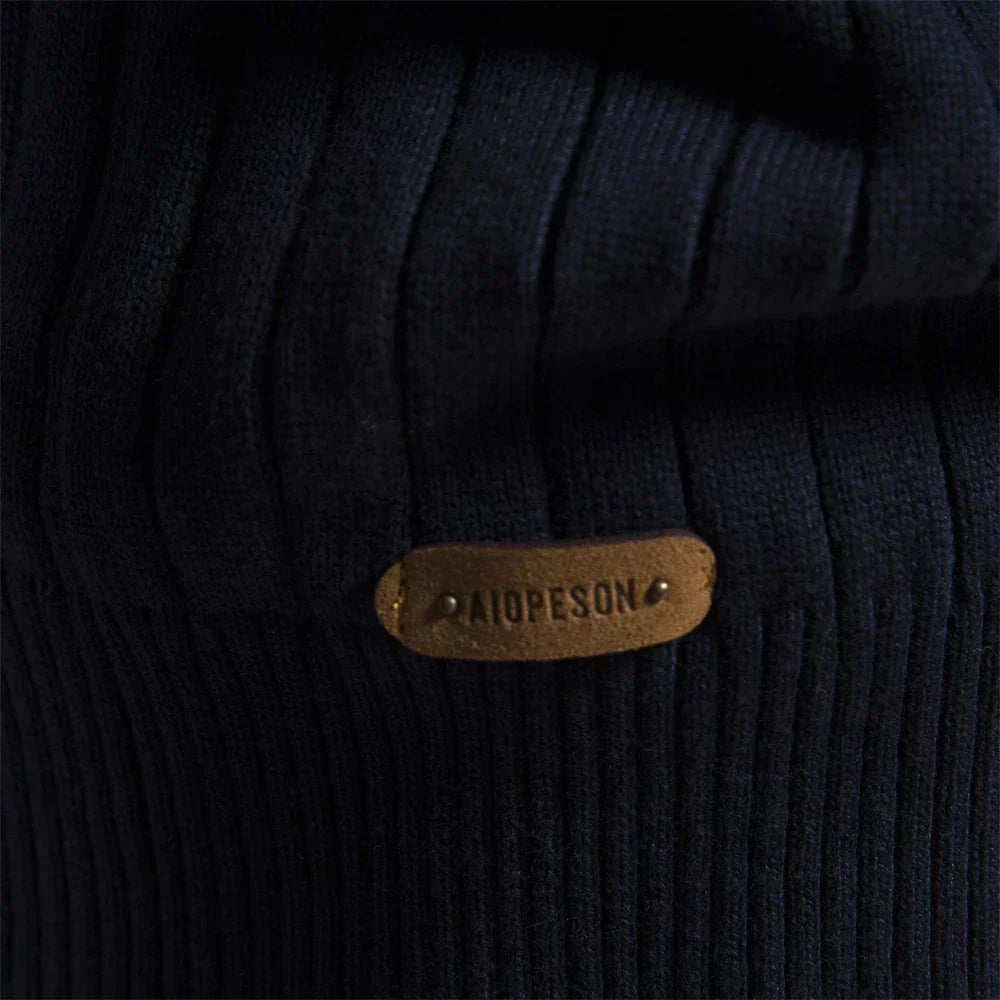 Men's Winter Pullover with Half-Zip High Collar – Warm Knit, Modern and Elegant Style