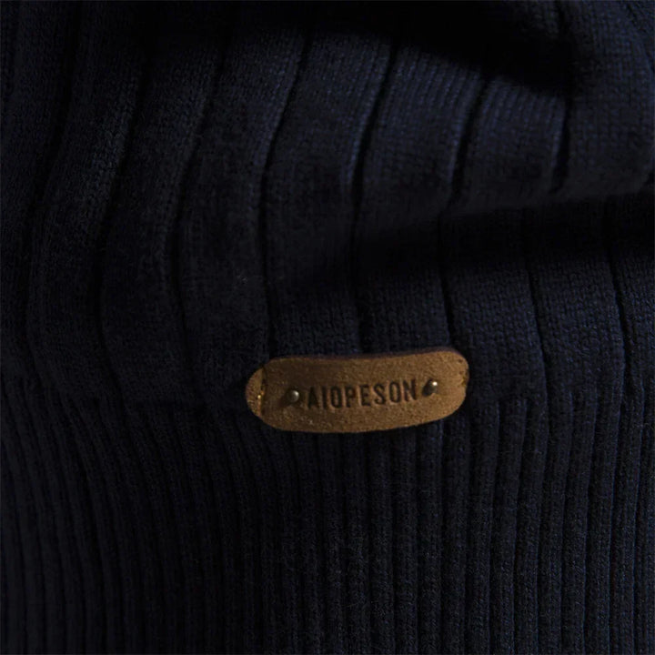 Men's Winter Pullover with Half-Zip High Collar – Warm Knit, Modern and Elegant Style