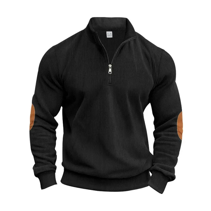 Raimondo Men's Ribbed Velvet Sweater with High Collar, view 4 - Elena Harper