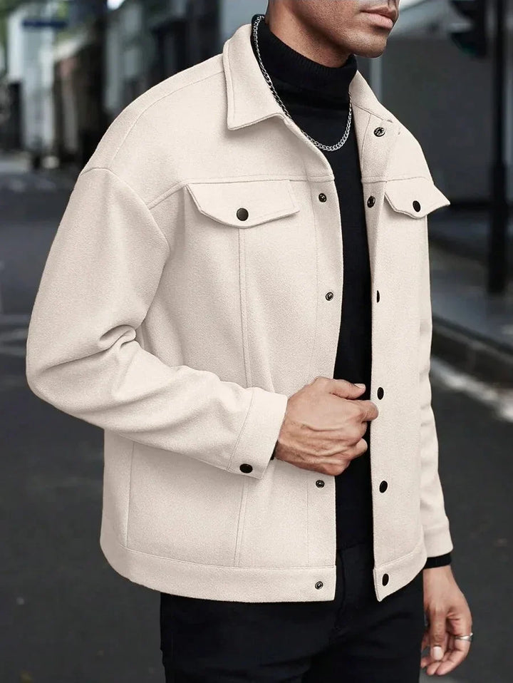 Buttoned Men's Jacket in Streetwear Style with Chest Pockets