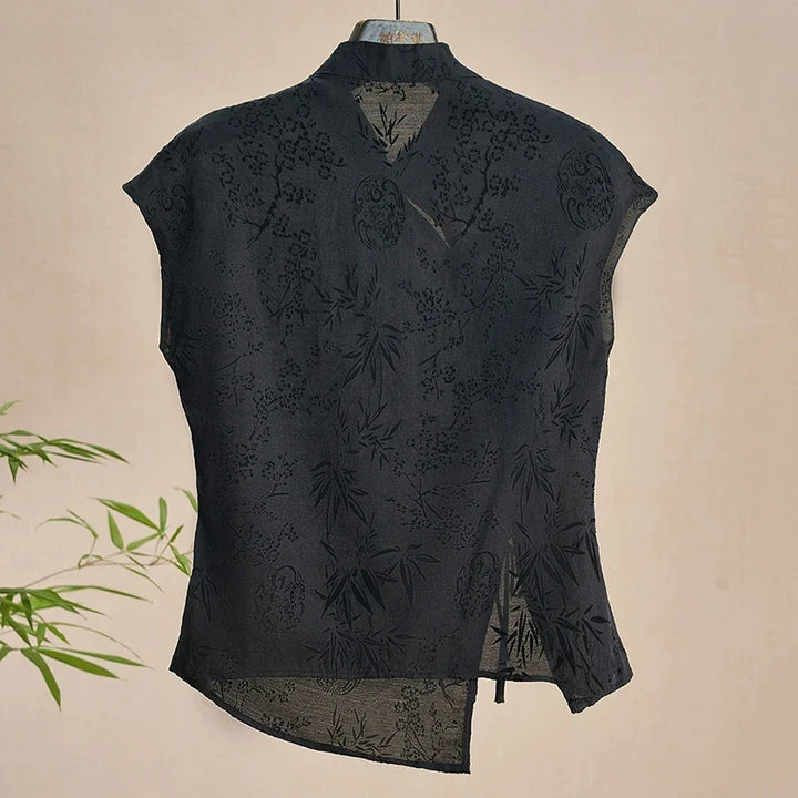 Silvia Elegant Jacquard Blouse, view 3 - Elena Harper
