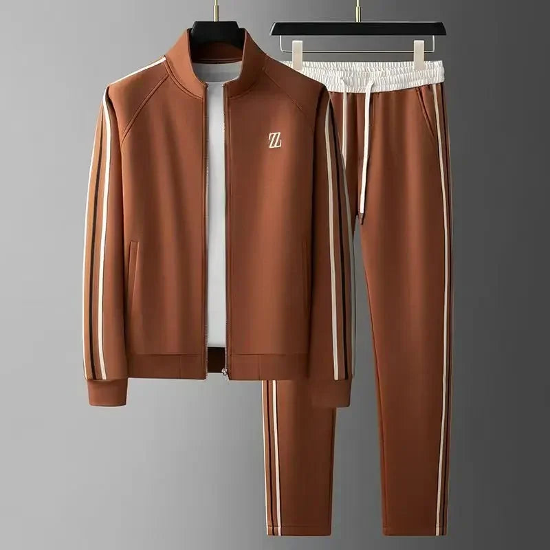 Ladies Jogging Suit with Leather Details and Adjustable Drawstring Pants