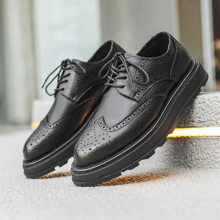 Alessio Classic Derby Shoes with Refined Leather Finish for Men - Elena Harper