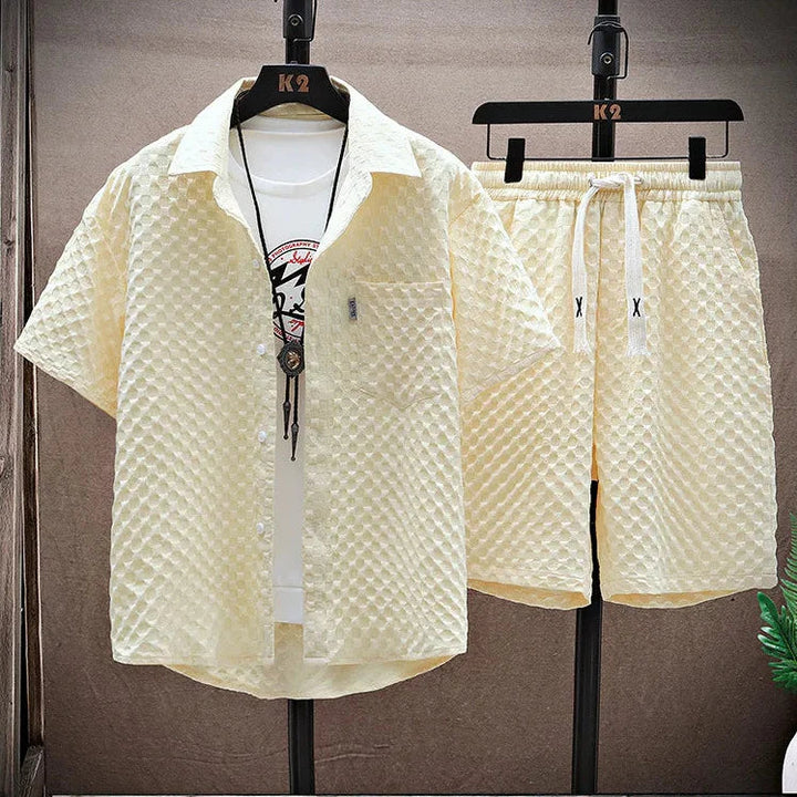 Complete Men's Two-Piece Honeycomb Fabric Set – Comfortable Fit