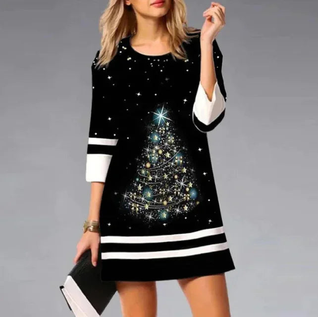 Emma | Women's Christmas Dress with Reindeer Print