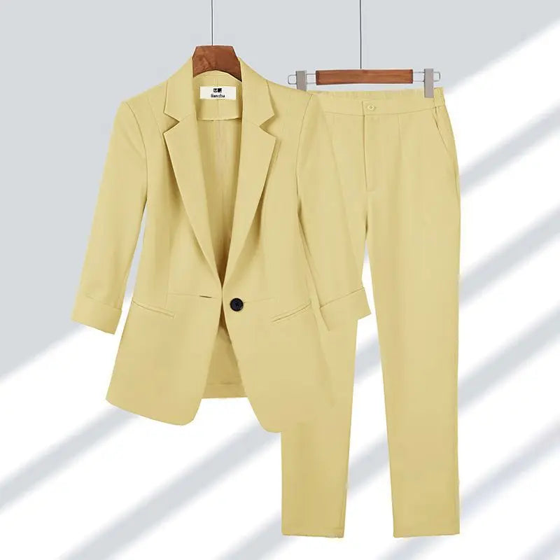 Women's Elegant Two-Piece Suit with Jacket & Trousers