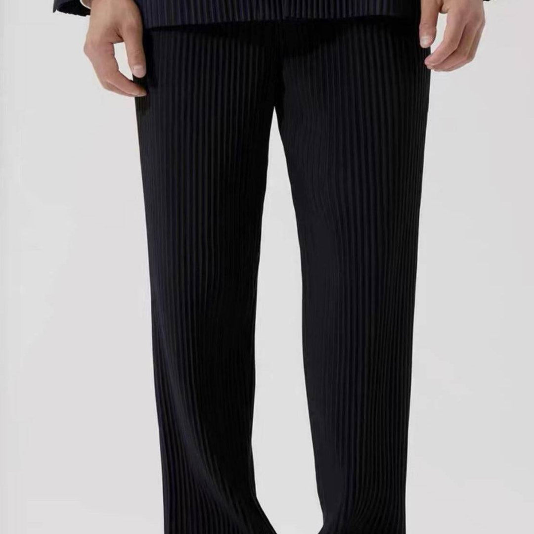 Emma & Rose Manhattan Hamish Pisa Ribbed Cotton Pantalon in neutral color, close-up of textured ribbed fabric and tailored fit.