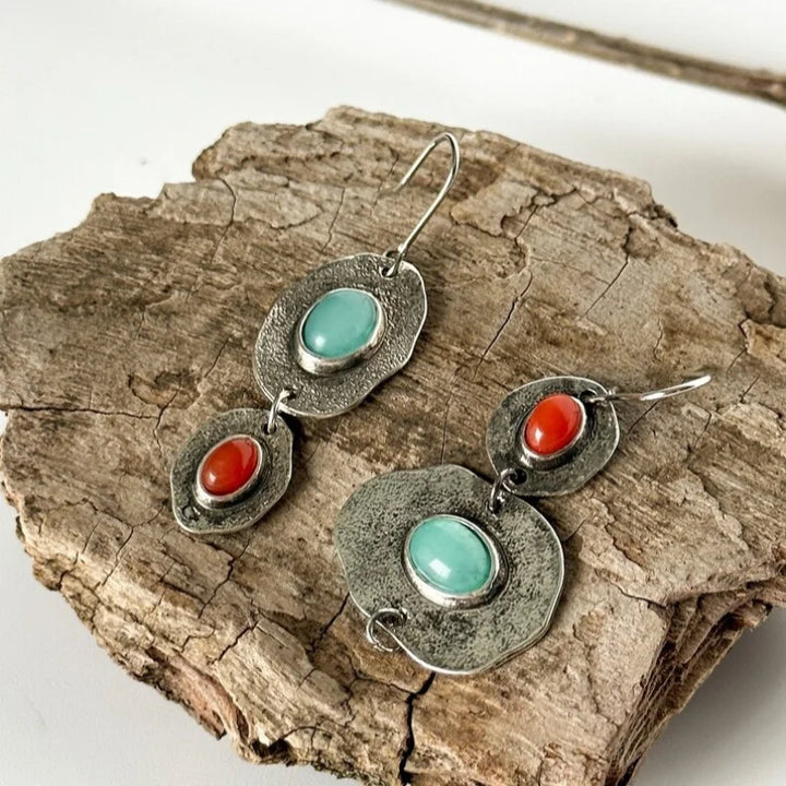 Artisan Silver Multi-Stone Drop Earrings - Elena Harper