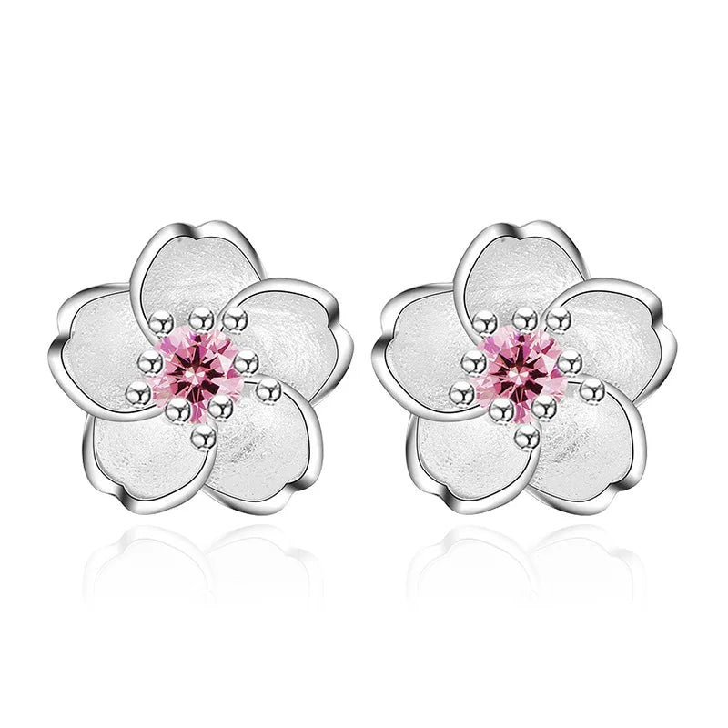 Zircon Flower Stud Earrings