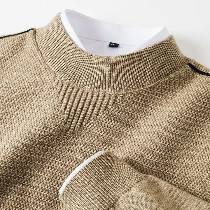 Women’s Knitted Sweater with Ribbed Edges and Pleated Shoulder Seam