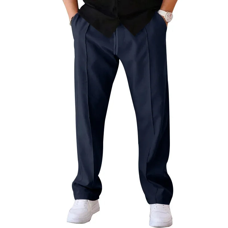 Harrington Oxford Loose-Fit Straight Leg Trousers For Men - Elena Harper