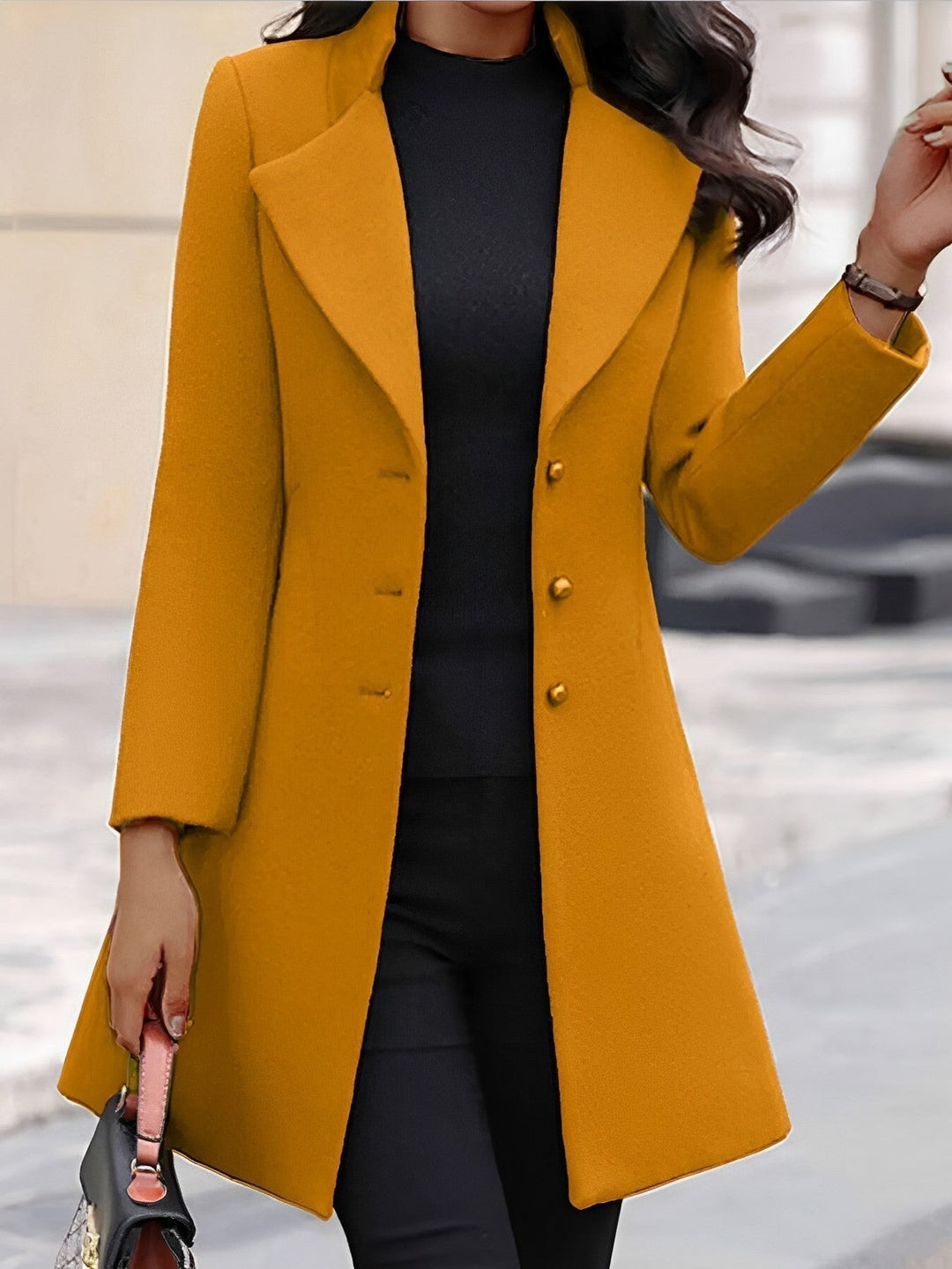 Women's Double-Breasted Longline Blazer Notch Lapel