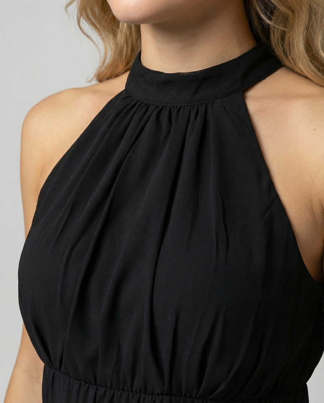 Delmara | Women's Mini Dress with Halter Neck and Layered Skirt | Flared