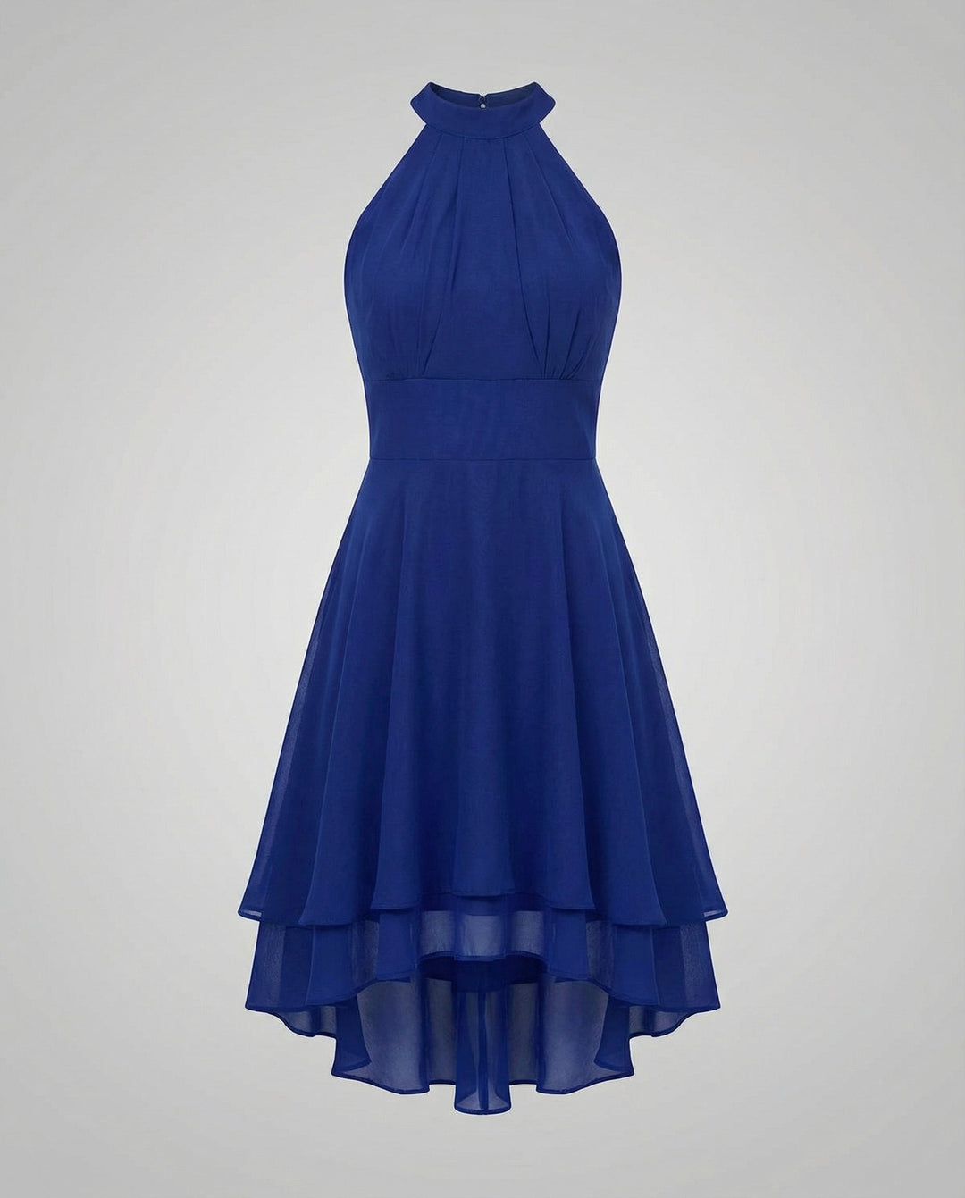 Delmara | Women's Mini Dress with Halter Neck and Layered Skirt | Flared