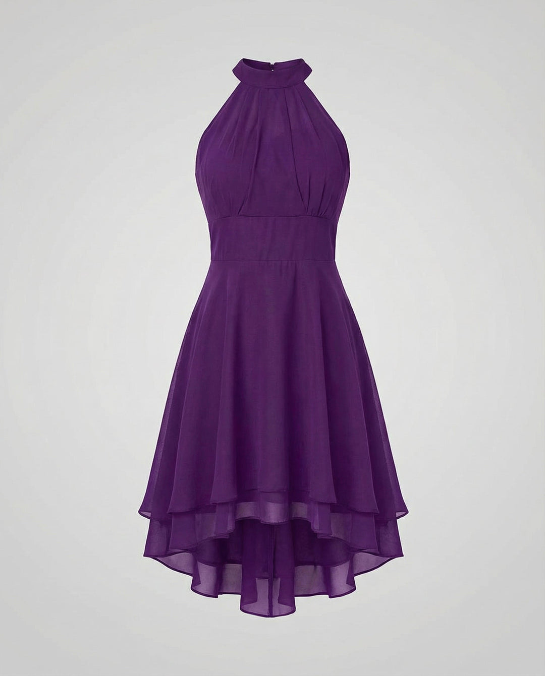 Delmara | Women's Mini Dress with Halter Neck and Layered Skirt | Flared