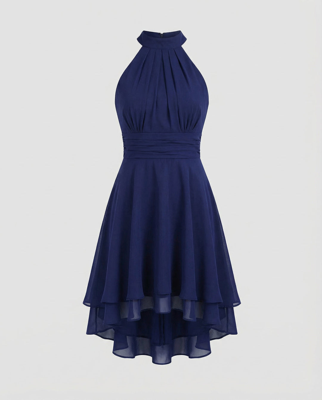 Delmara | Women's Mini Dress with Halter Neck and Layered Skirt | Flared