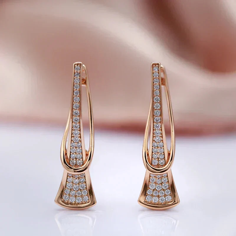 Radiant Layers Crystal Earrings Gold, view 5 - Elena Harper