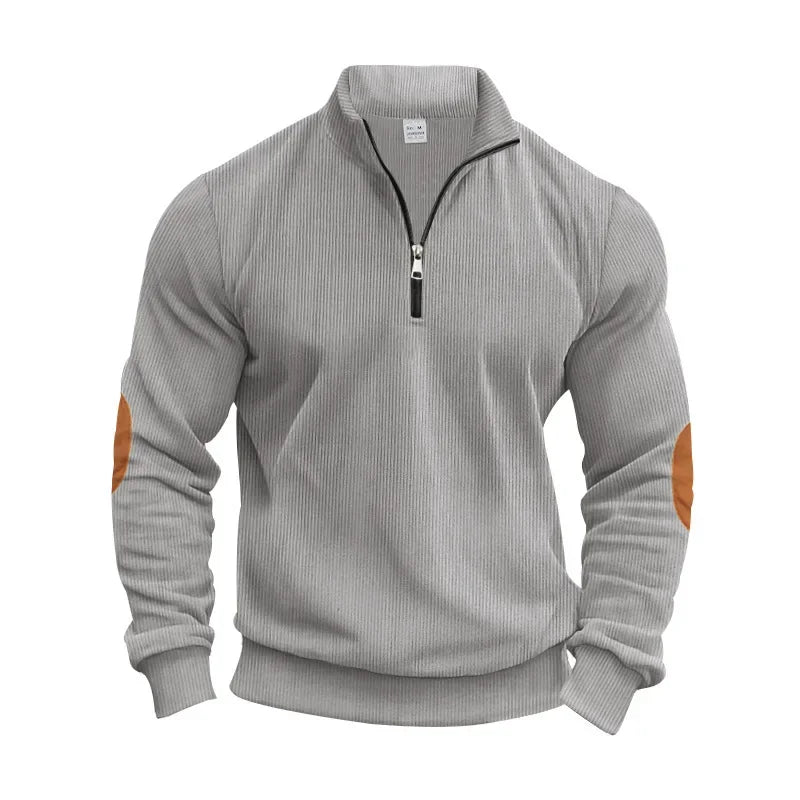 Raimondo Men's Ribbed Velvet Sweater with High Collar - Elena Harper