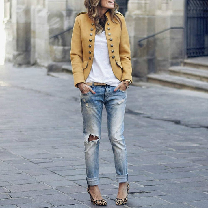 Women's Modern Button Blazer for a Slim & Trendy Look, view 2 - Elena Harper