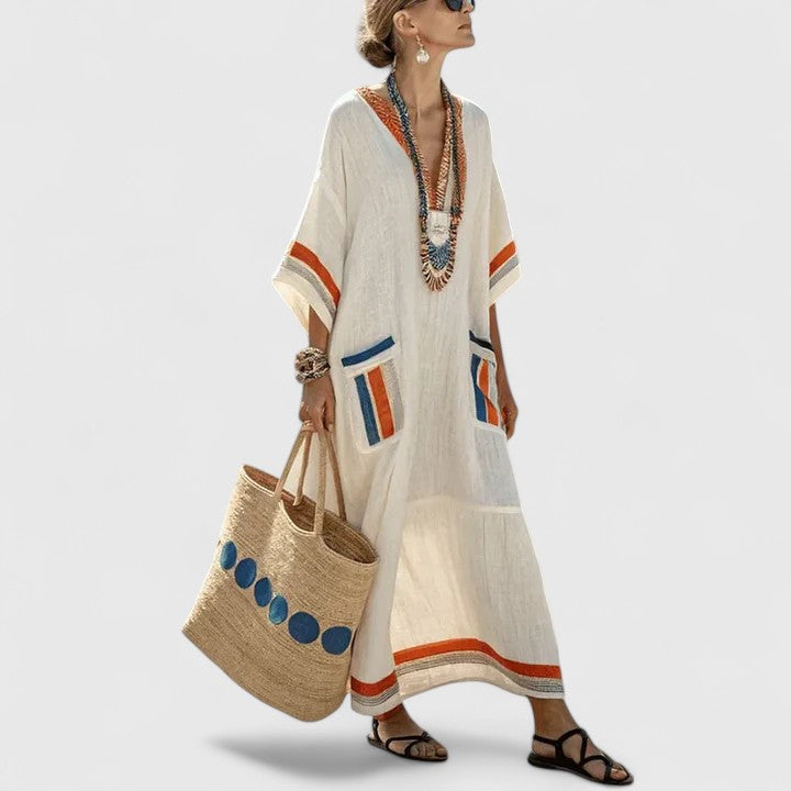 Galiana | Bohemian Midi Dress for Women with Pockets, Fresh and Light | Breathable