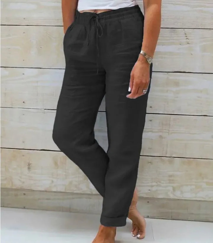 Andrea Lightweight Linen Pants, view 3 - Elena Harper