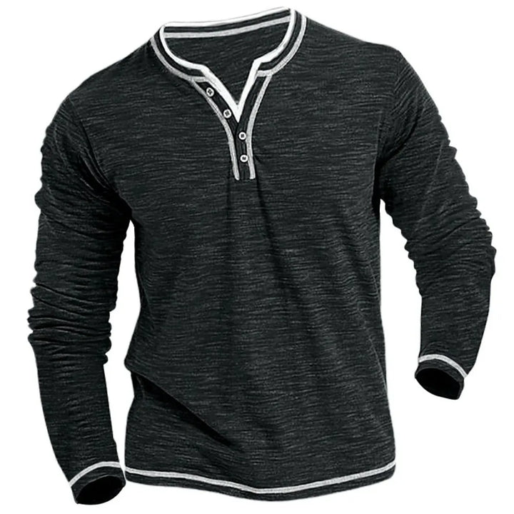 Mariul Men's Long Sleeve Shirt with Button Placket, view 3 - Elena Harper