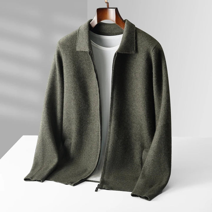 Quinton Cashmere Cardigan with Zipper, view 6 - Elena Harper