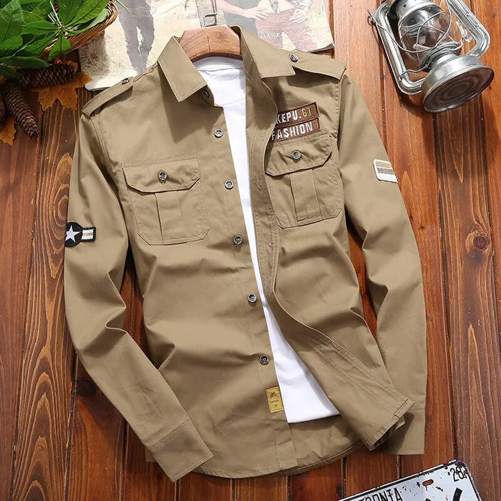 Men's Long Sleeve Button-Up Ranger Shirt with Chest Pockets – Classic Utility Style