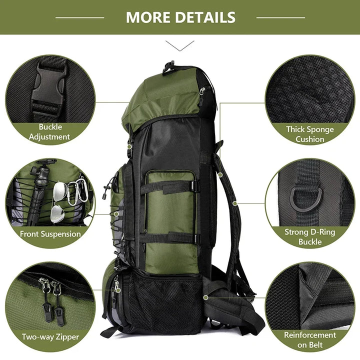 90L Tactical Camping Backpack Military Bag for Men and Women, view 5 - Elena Harper
