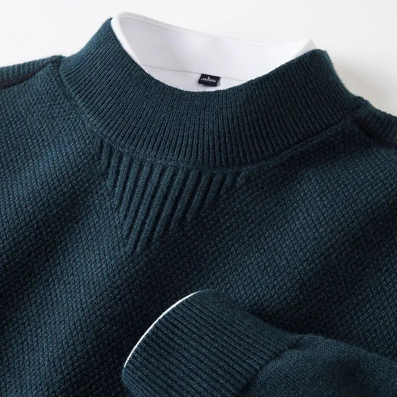 Women’s Knitted Sweater with Ribbed Edges and Pleated Shoulder Seam