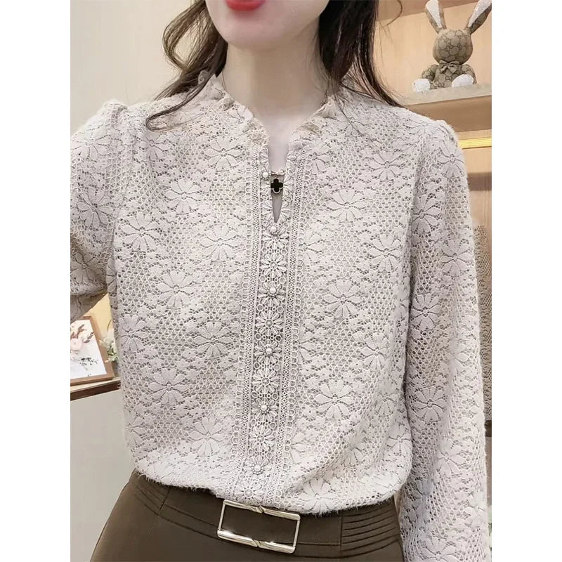 Livia Chic Jacquard Blouse, view 3 - Elena Harper