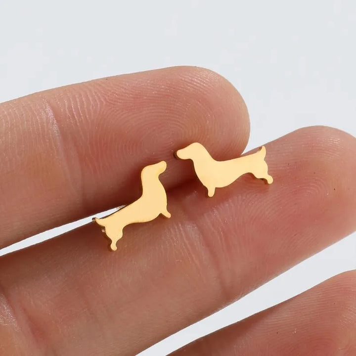 Dachshund Stud Earrings, view 5 - Elena Harper