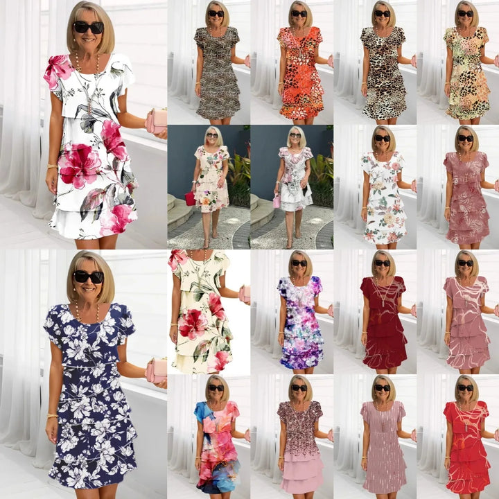 Rosie Floral Tiered Chiffon Dress, view 3 - Elena Harper