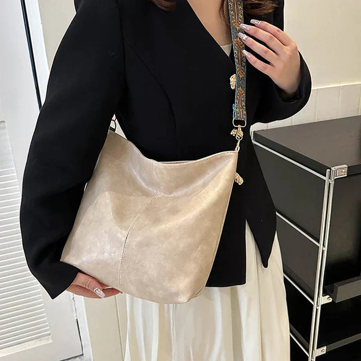 Embjørg | Classic Shoulder Bag with Adjustable Patterned Strap