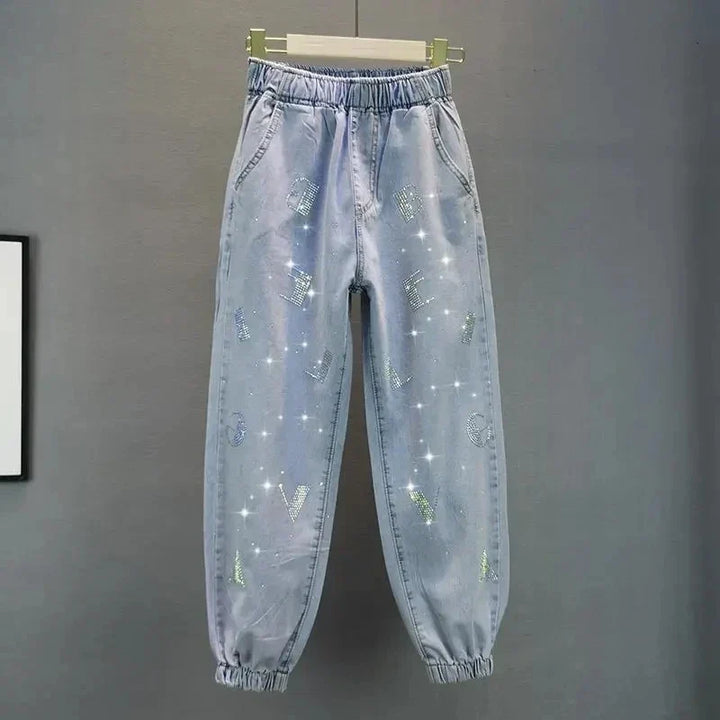 Terra Sparkling Stretch Jeans, view 3 - Elena Harper