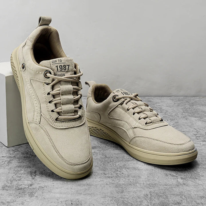 Barton Men's Suede Sneakers Lace-Up Casual, view 3 - Elena Harper