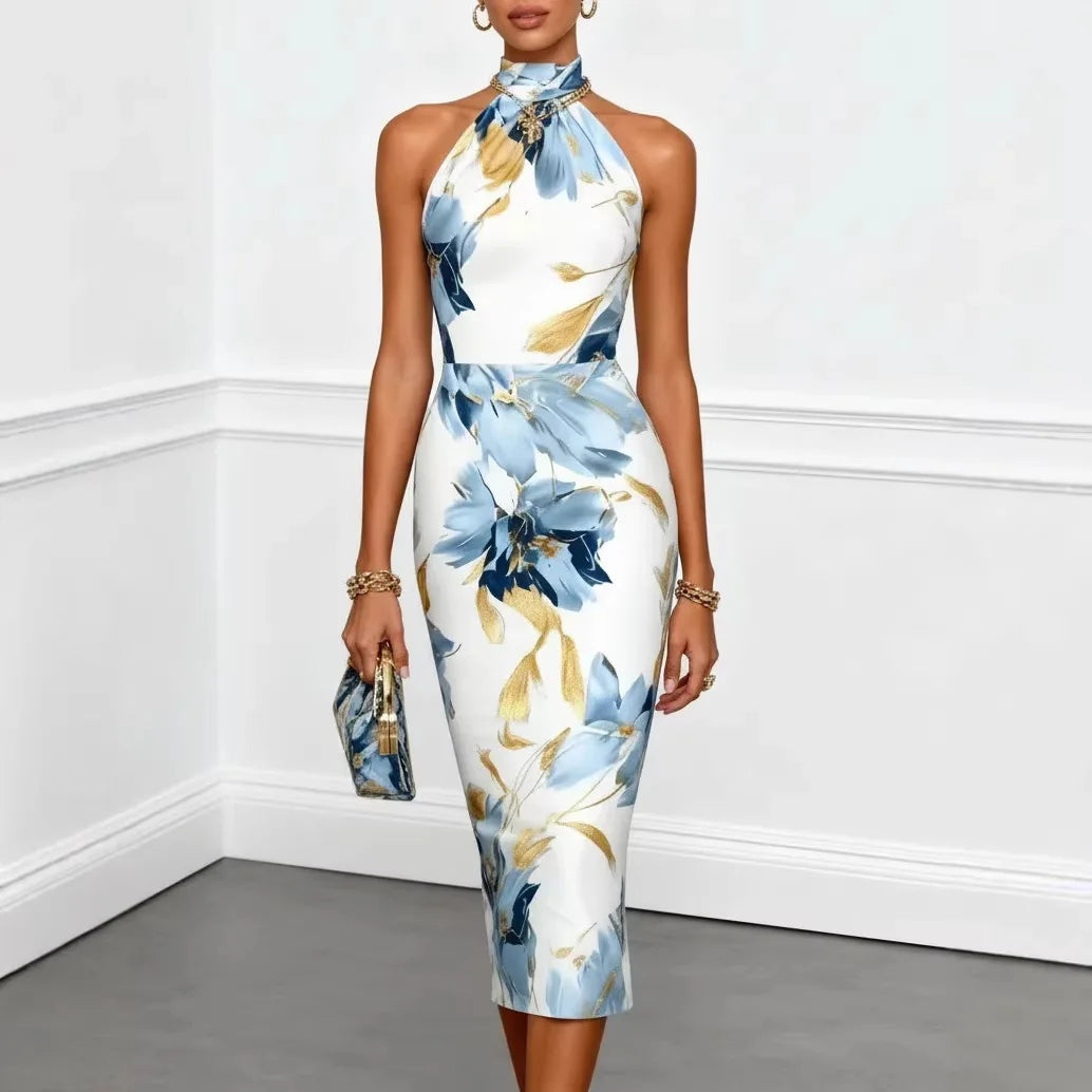Serenella Floral Silk Dress, view 2 - Elena Harper